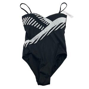 Swimsuit By Swimsuits For All Size 10 Black White Geometric Print One Piece NWT